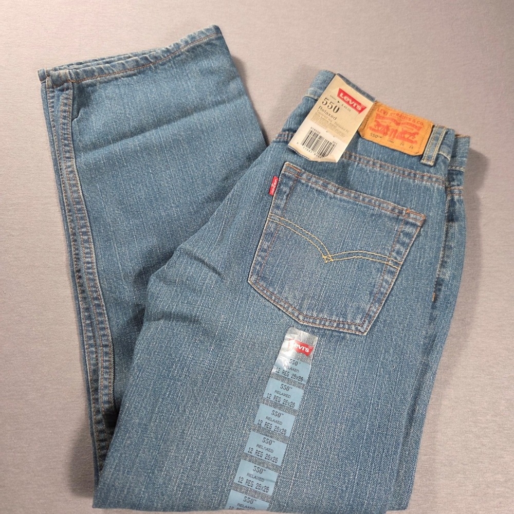 Levis 550 Relaxed Fit Tapered Leg Jeans Boys 12 Regular 26x26 Clean Crosshatch